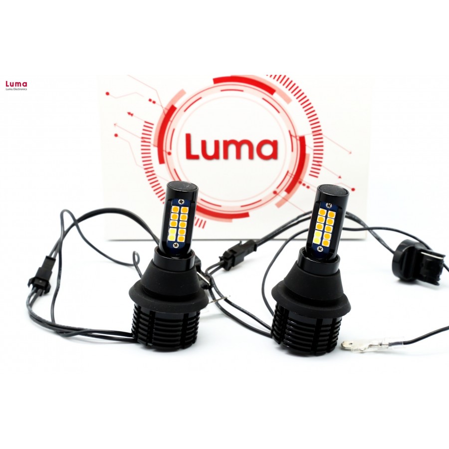 Светодиодные лампы безцокольные LED LUMA T20 (7440) Белый+Желтый + проводка 12V  БЕЗ БЛОКОВ