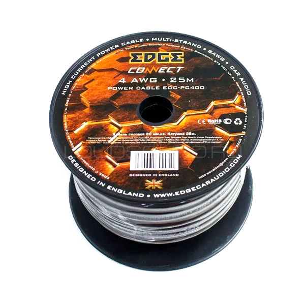 Силовой кабель EDGE EDC-PC400  CCA 4AWG ЧЕРНЫЙ