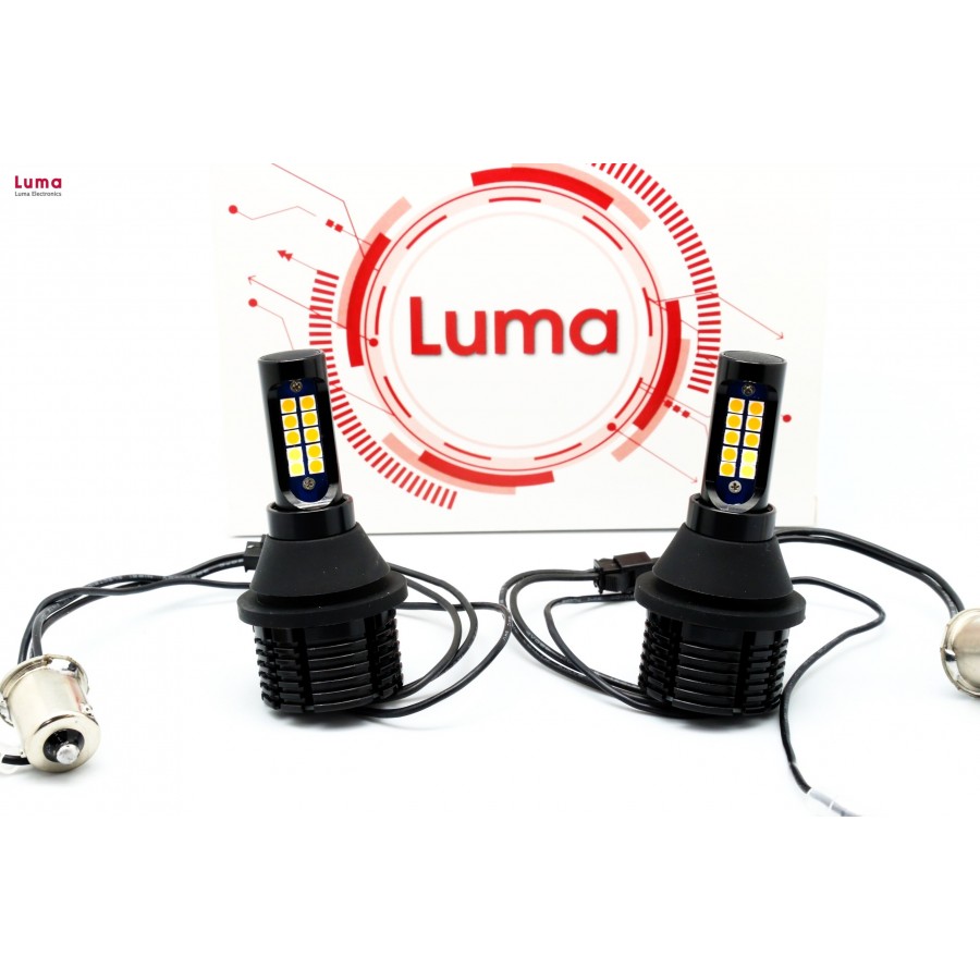 Светодиодные лампы цокольные LED LUMA S25 (1156)  Белый+Желтый + проводка 12V  БЕЗ БЛОКОВ