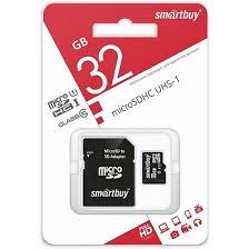 Карта памяти MicroSD 32Gb 10 class SmartBuy UHS-1 с адаптером